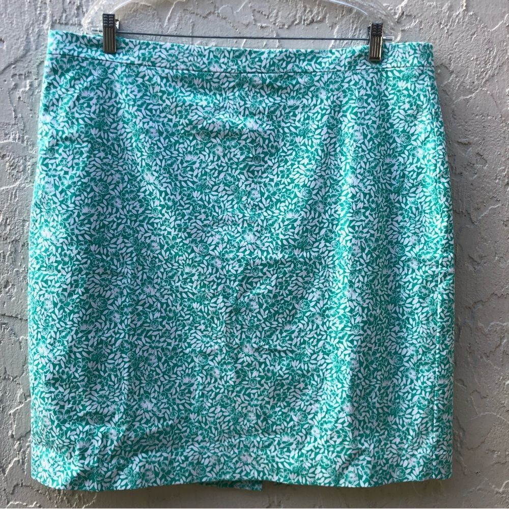 J.CREW Floral Print Green Skirt Size 18‎ Work Career Casual